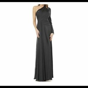 Kay Unger Women’s Gray One Shoulder Gown Dress